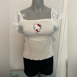 Hello Kitty Cream Smocked Top